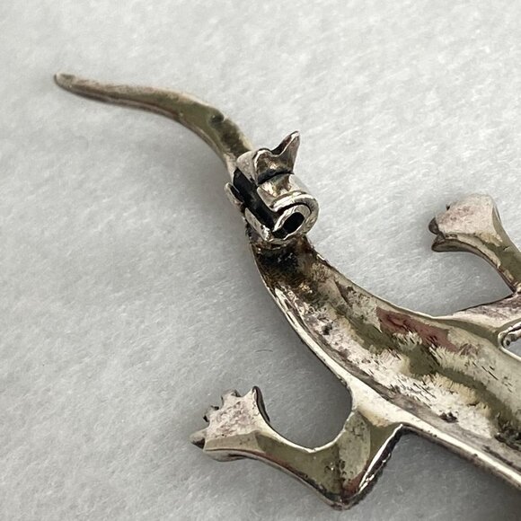 Sterling Silver 925 A 2.39" Marcasite Lizard Animal Figural Brooch 6.87g - Picture 12 of 16